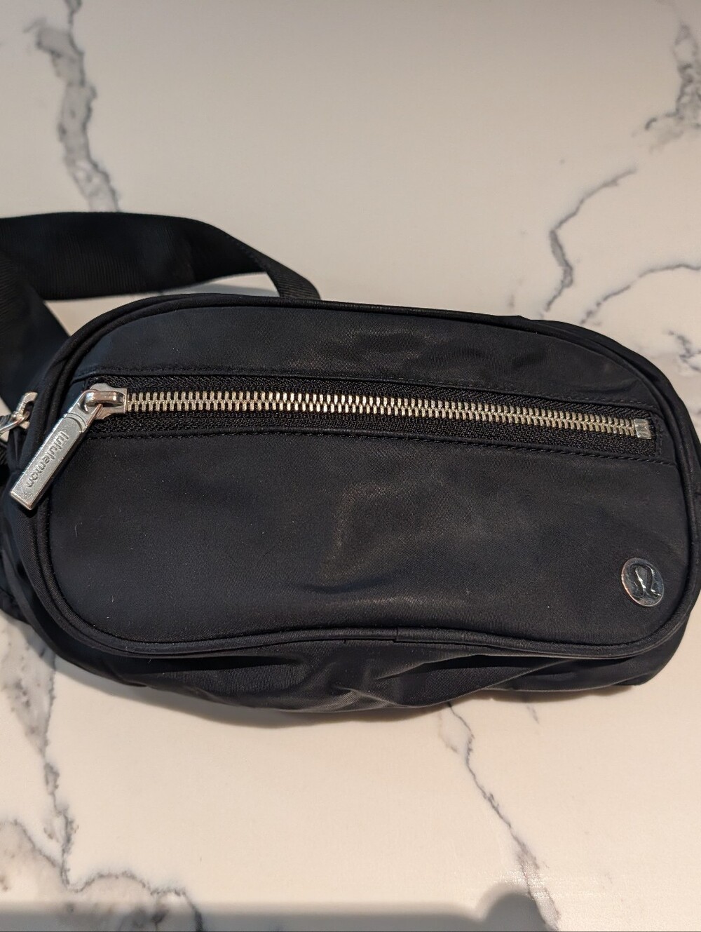 lululemon athletica Black Nylon Bag with Silver Hardware
